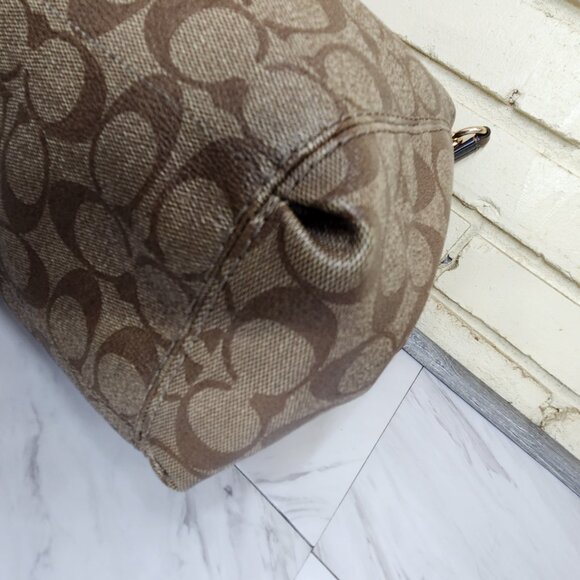 Euc Coach Lexy Signature Brown & Tan Shoulder Bag Large m - Picture 8 of 12